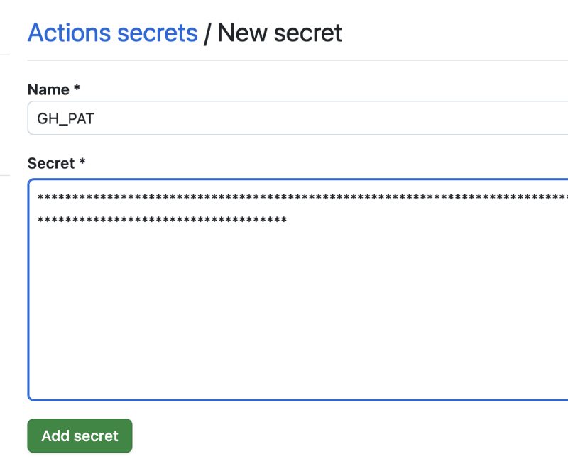 add repository secret