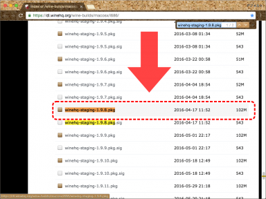 Wine 1.9.8 のパッケージを探す