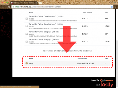 Wine の過去にリリースされたファイルの一覧ページへ